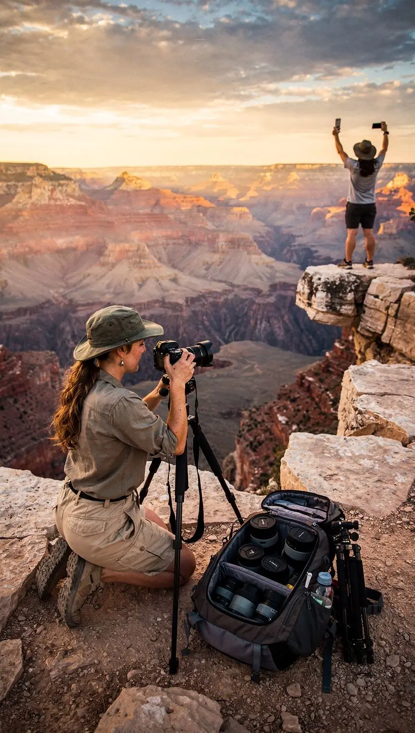 Пейзаж с горным озером на закате, отражающим яркие цвета неба.