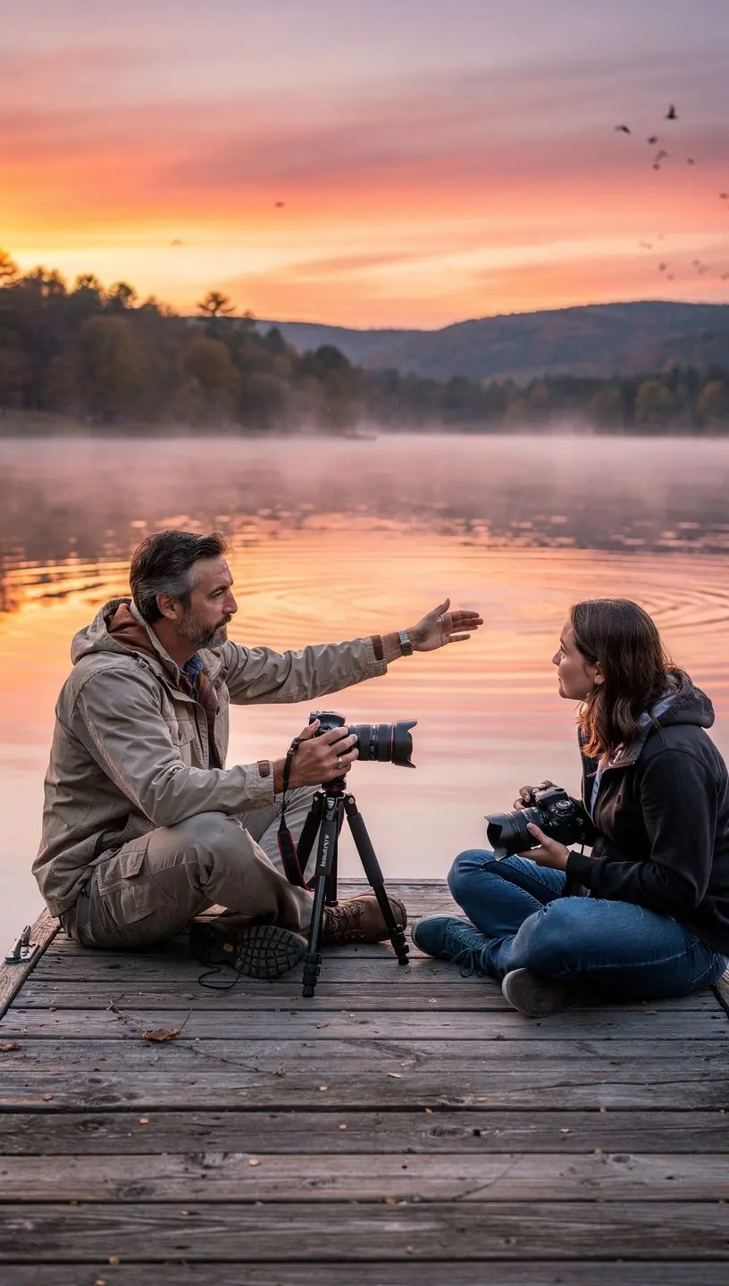 Снимок живописной дороги, окруженной осенними деревьями и горными вершинами.