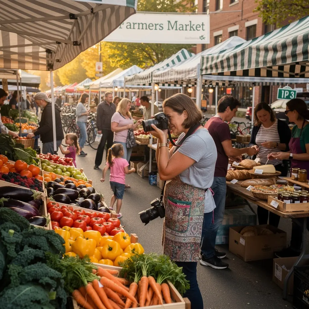 Сцена с открытым пространством, где туристы наслаждаются природой и делают снимки.